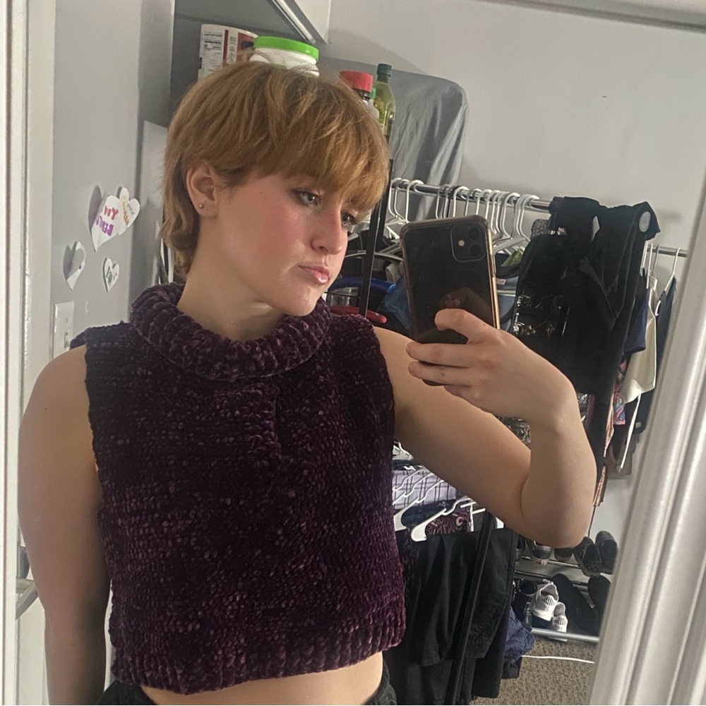 Knit turtleneck crop top